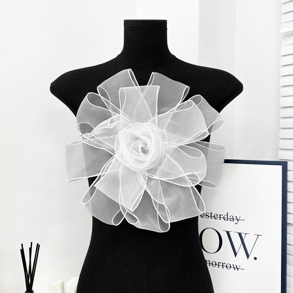 Exquisite Mesh Dress Cloth Patch Rose Flower DIY Large Flower Patch Dress Decorative Multi-Layer Chest Flower