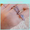 Elegant Adjustable Open Ring For Women Featuring Sparkling Zirconia Stones And Unique Geometric Design For Summer Fashion