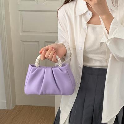 Sac Nuage de Haute Qualité Été Mode Fée Perle Poignet Tendance Sac à Main Bandoulière Plissé Femmes