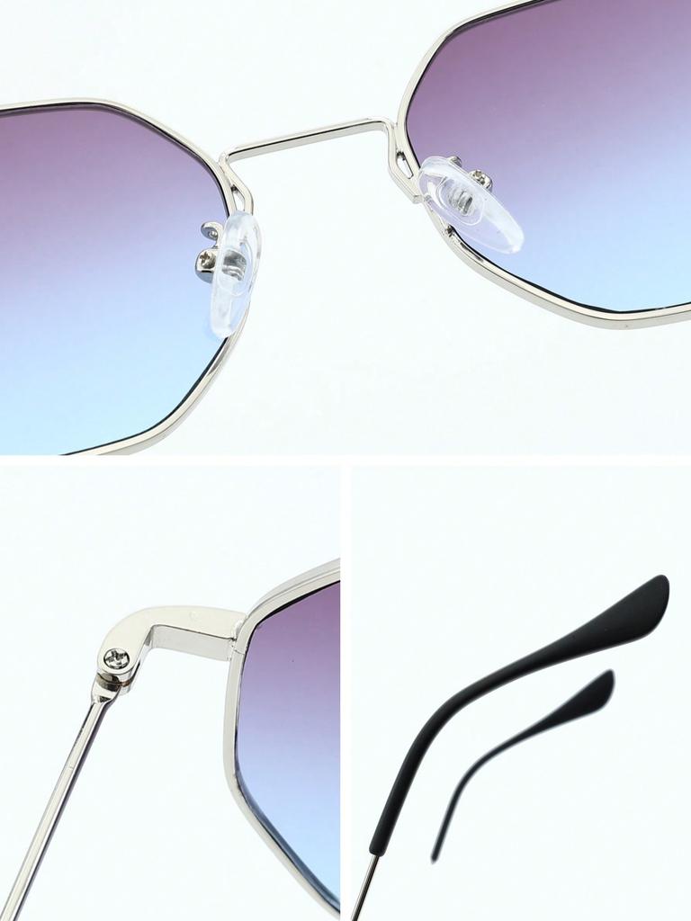 1PC Metal Irregular Fashion  Frame Women Sunglasses For Daily Life Men Shades Vacation Outfits Accessories.