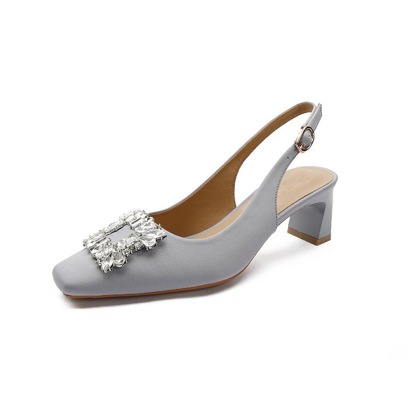 French High-heeled Bag Head Sandals Fairy Shoes Summer 2025 New Thick-heeled High-heeled Shoes Square Head Single Shoes Medium Heel