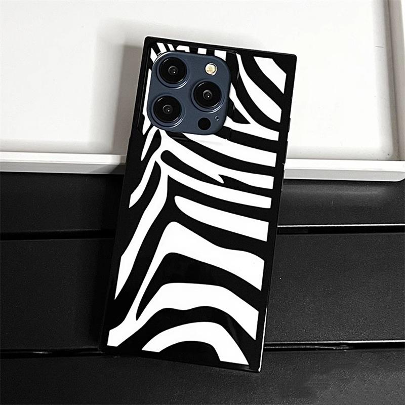 Cow Stripe Pattern Glossy Back Cover For For Iphone 13 14 1 16 17 Pro Max Phone Case