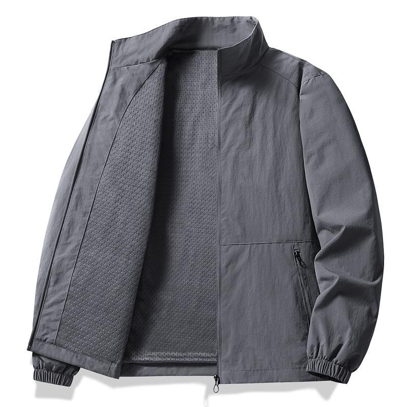 

Куртка мужская с воротником-стойкой весна-осень тонкая модная трендовая куртка инструментальная винтажная куртка-кардиган молодежная M серый