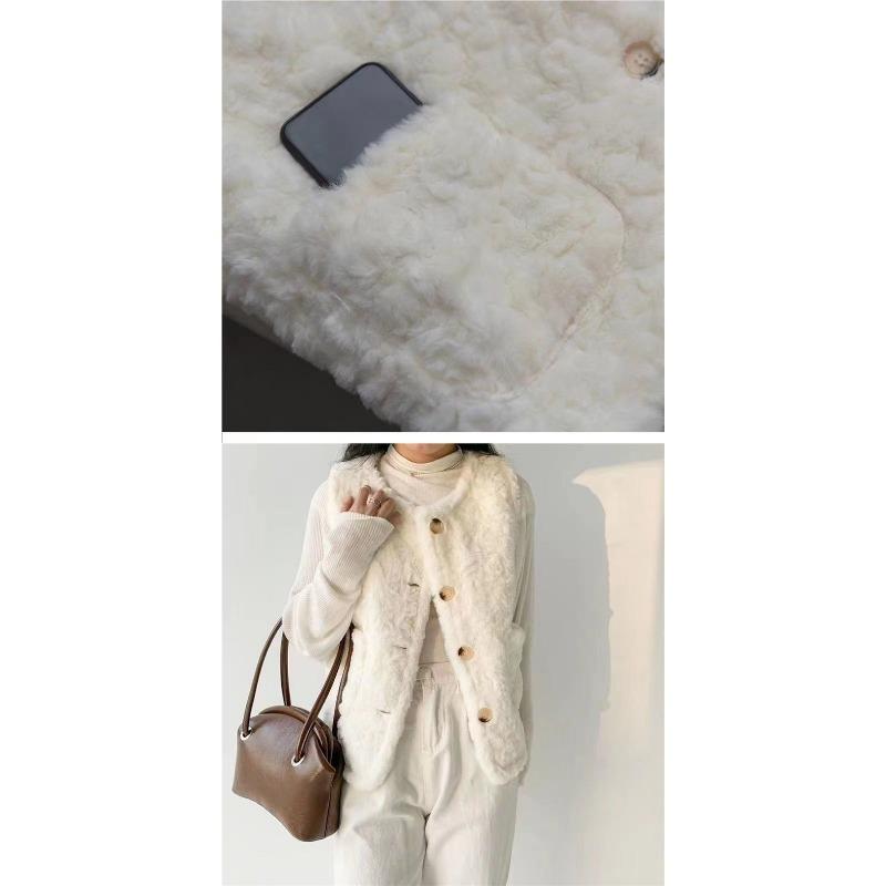 Autumn and Winter New Women's Vest Fashionable and Stylish Outerwear Fur Versatile Coat Camry Shoulder Lamb Fleece Tank Top