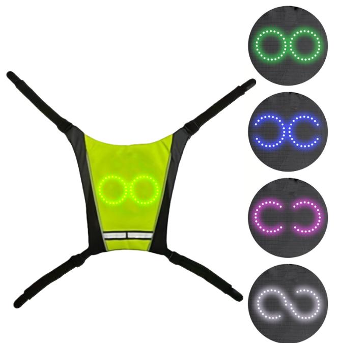 

LED voice-controlled multi-color bicycle USB rechargeable reflective backpack accessory clip жовтий