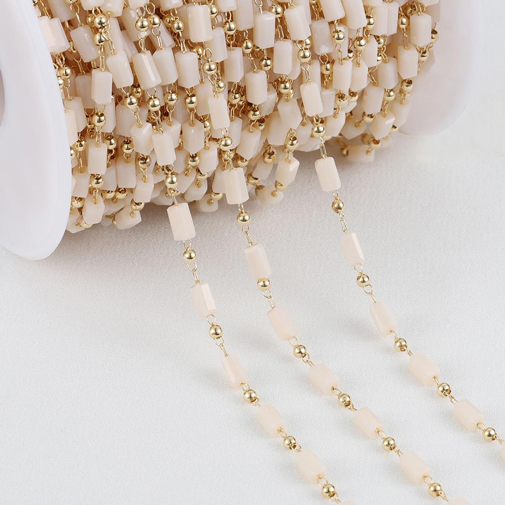 1Meter KC Gold Cuboid Cube Beads Chains Bohemian Necklace Chain for Choker Bracelets Handmade Jewelry Making DIY Accessories