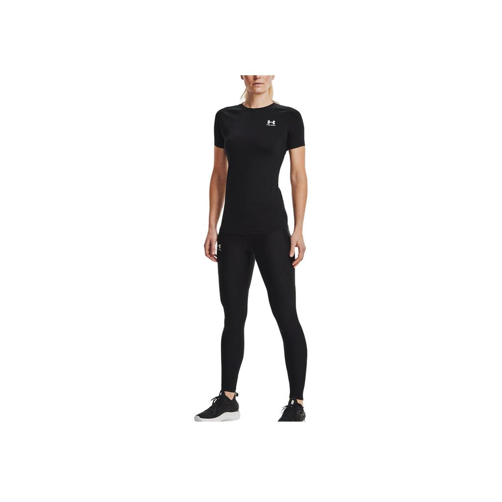 Under Armour Solid Color Brand Logo Print Round Neck Slim Fit Short Sleeve T-Shirt Women tops Black 1365460-001