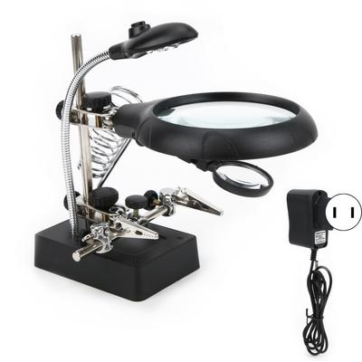 Desktop Magnifying Glass Three Multiples LED Lamp Lighting Auxiliary Bracket Type Multifunctional Reading Tool