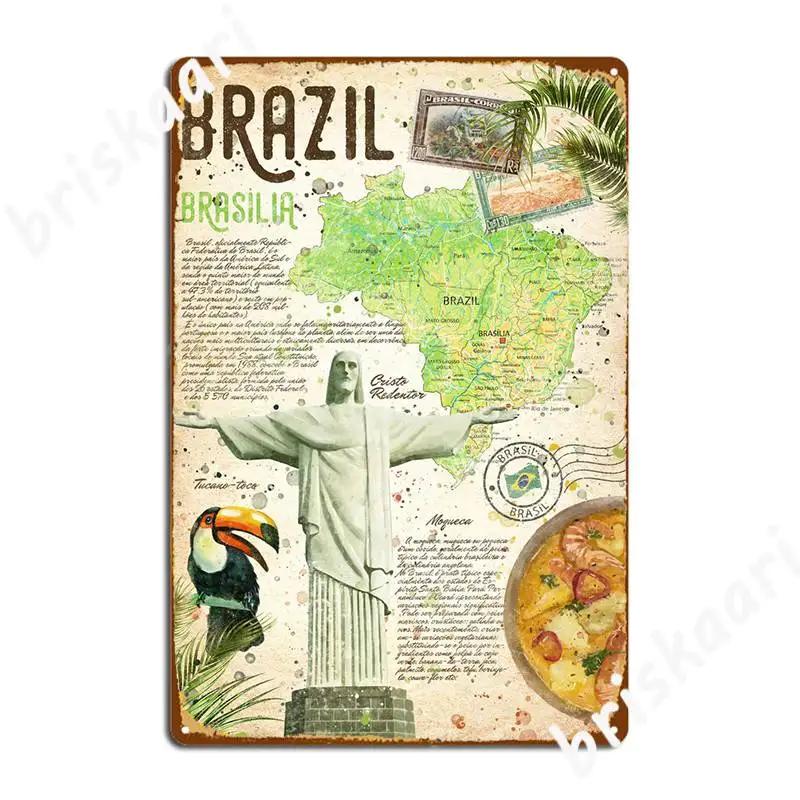 Brazil Metal Plaque Poster Wall Decor personalized Club Party Kitchen Tin sign Posters