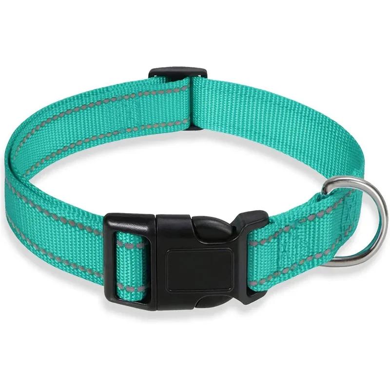 Adjustable Reflective Dog Collar Nylon Safety Pet Traction Rope Strap for Small To Medium-Sized Pets
