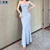 Evening dress women's high-end sense new tube top fishtail skirt banquet temperament solid color slim-fitting light luxury niche long dress