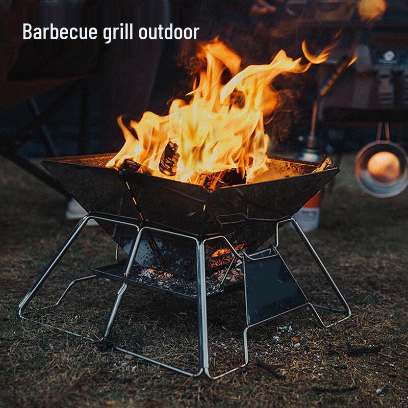 Portable Folding Stainless Steel Barbecue Grill & Fire Pit