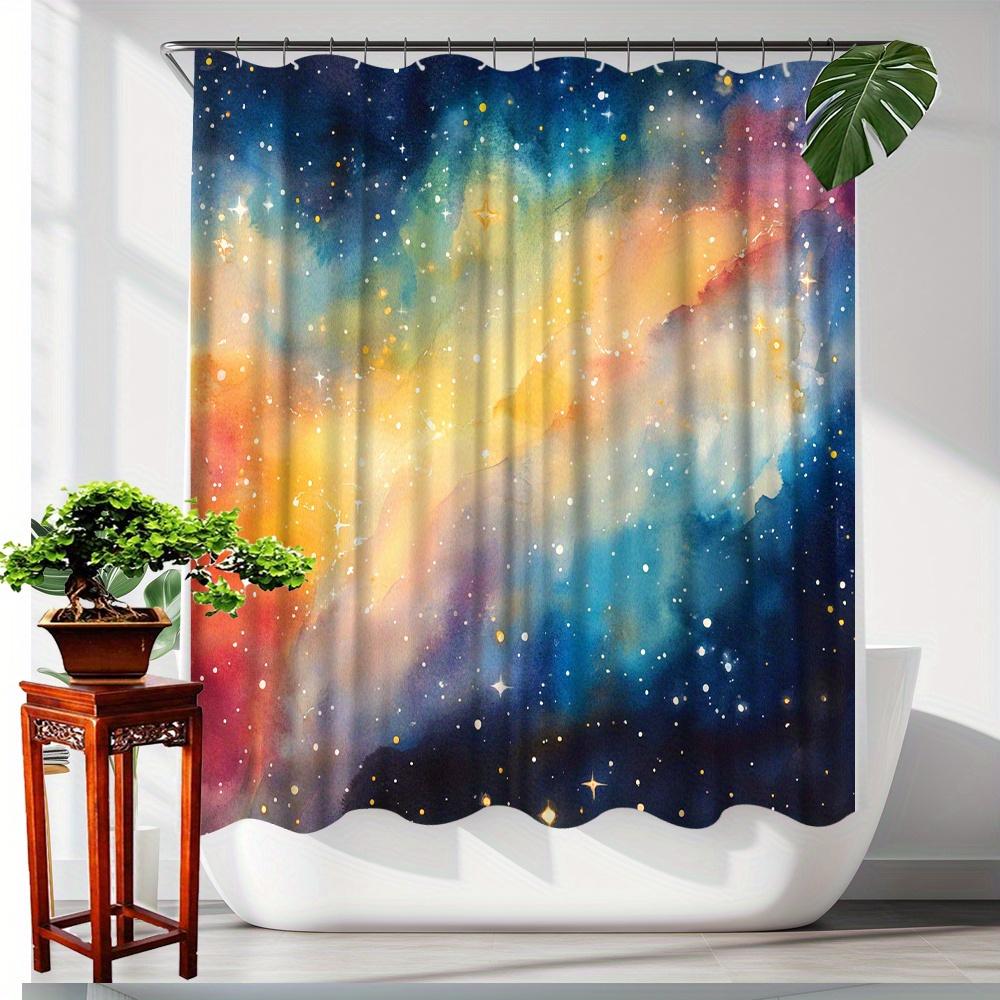 

Galactic Rainbow Shower Curtain - Waterproof, Mildew-Resistant with Vibrant Nebula Design for a Cosmic and Colorful Bathroom W90XH180cm