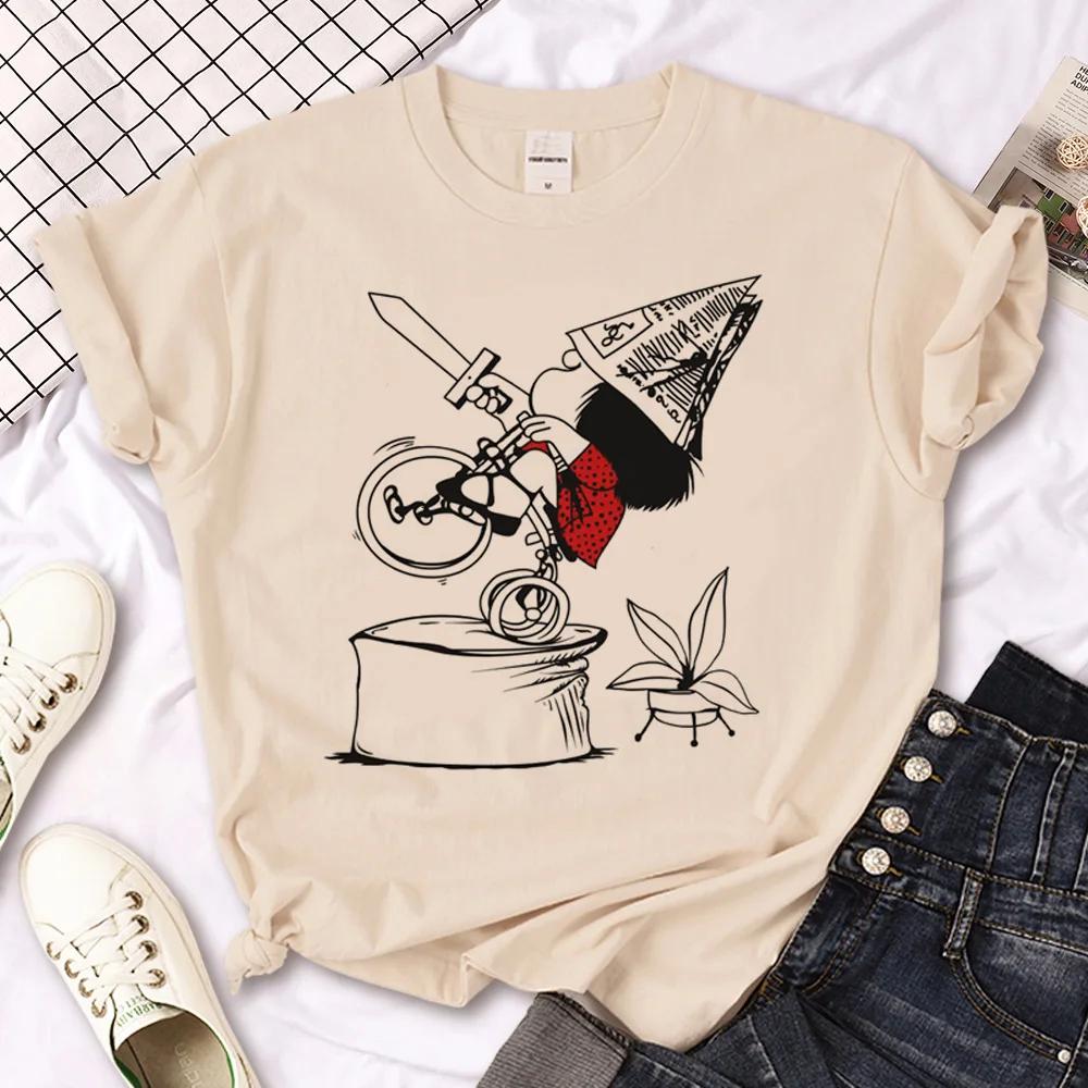 Mafalda T-shirts Women Japanese Tee Female Funny Designer Graphic Clothes  Y2k Top  Shirts for Women