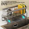 Compact Kitchen Storage Rack Sink Caddy Sponge Holder with Draining Tray Strong Load-Bearing Space-saving Solution Corrosion-Resistant Hollow
