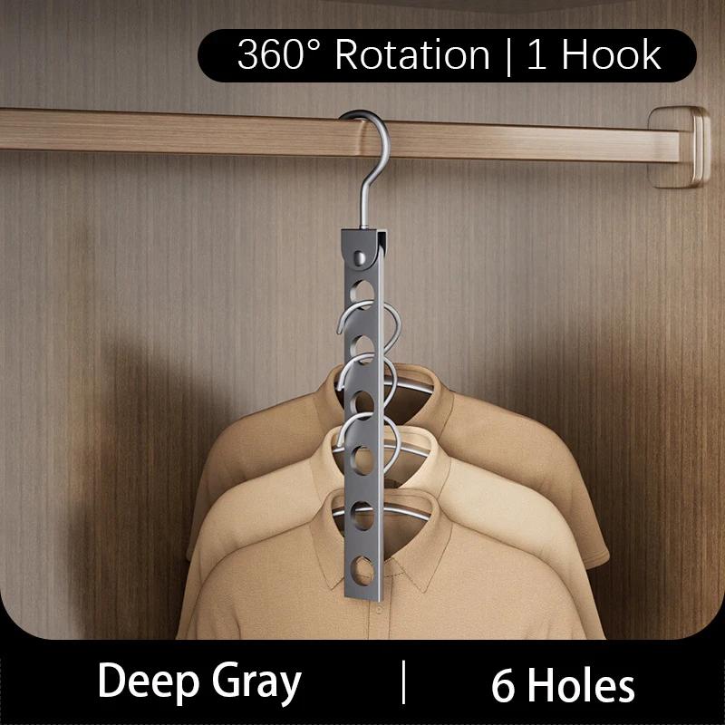 

1/2 шт. складная вешалка для одежды из алюминиевого сплава, органайзер для одежды, вращающаяся волшебная вешалка с 6/8 отверстиями, экономящая место в шкафу 1PCS