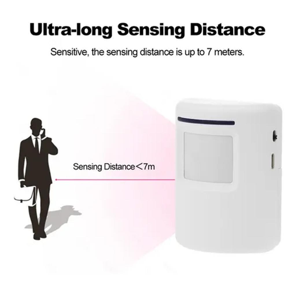 Smart Motion Sensor Alarm Wireless Doorbell Plug in Door Bell Home Security Infrared Detector Alert Kits with 2 PIR