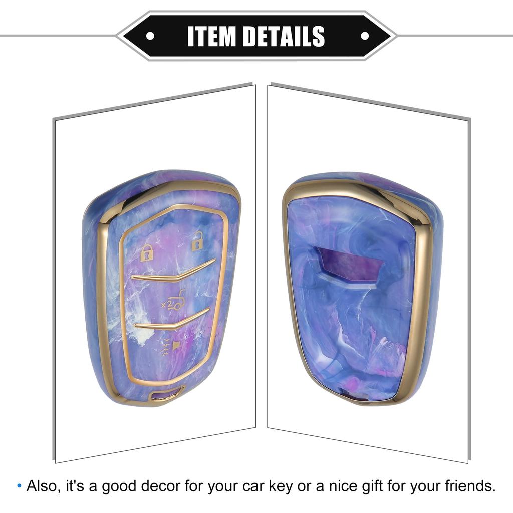 A ABSOPRO Key Fob Cover for Cadillac Compatible with Escalade ATS CTS 4 Buttons