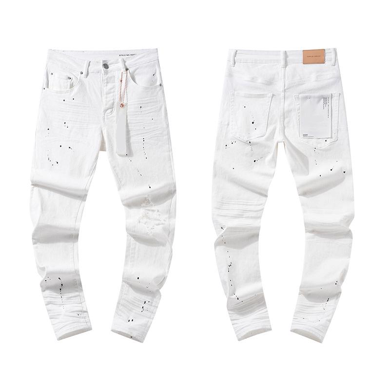 European and American Purple Slim Men's Trendy Light Luxury Elastic Jeans