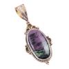 Ruby In Zoisite Lab-Created 925 Sterling Silver Gift Two Tone Pendant 1.75" I0O51