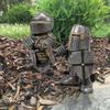 Gartenstatue Ritter Zwerg Wache Rüstung Miniatur Ritter Skulptur für Heim-Gartendekor