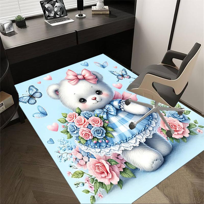 

1PC Blue, cute bear Extra Large Non-Slip Floor carpet, Office, family, bedroom, Studio - Large Area Rug Indoor Rugs, Vibrant Colors-A249 60cm by 90cm