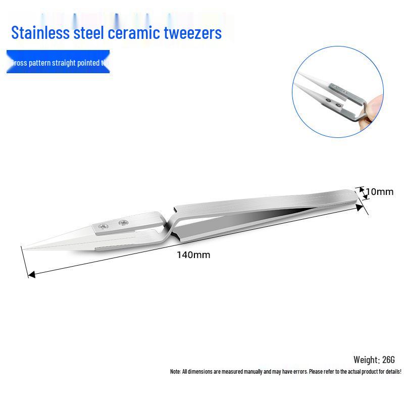 Stainless Steel Anti-Static Ceramic Tweezers - High Temp Resistant & Anti-Corrosion
