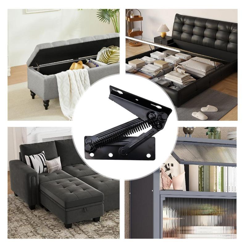 Cold Rolled Steel Foldable Spring Hinge Heavy Duty Sofa Bed Corner Lifting Bracket Fixed Supports Furniture Hardware Accessories