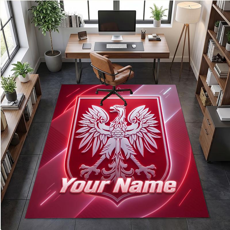 Crystal Velvet Rug Poland Football Print Custom Name Text Floor Mat Home Decor