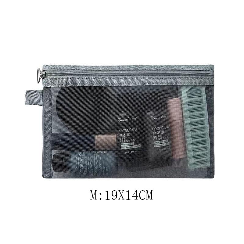 Fashion Small Large Black Organizer Toiletry and Makeup Pouch Transparent Mesh Zipper Cosmetic Bag Women Necessary Organizer