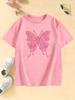 Fashion Pink Color Butterfly T Shirts Y2k Graphic Kids Children's T-shirt Boys Girls Summer Spring Casual Top Tee Shirt