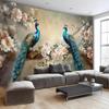 Tapiserie cu Floare de Păun, Artă Murală Vintage cu Flori Orientale, Decor Estetic pentru Dormitor și Sufragerie