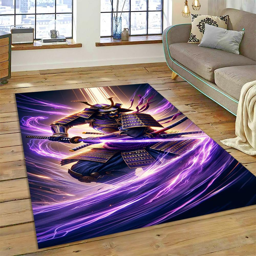 2025 New 3D Japanese Samurai Bushido Katana Cartoon Carpet Rug for Living Room Bedroom Home Sofa Decoration,Non-slip Floor Mat