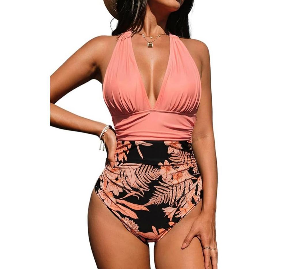 Halterneck Ruffled Backless One-Piece Swimsuit for Women