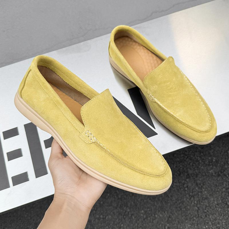 Men Classic British Style Loafers Moccasins Cow Suede Genuine Leather Fashion Men's Casual Shoes Mens Outdoor Driving Flats