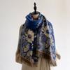 Ladies' Autumn Winter Premium Imitation Cashmere Scarf Shawl - Double Sided Jacquard With High End Flower Design