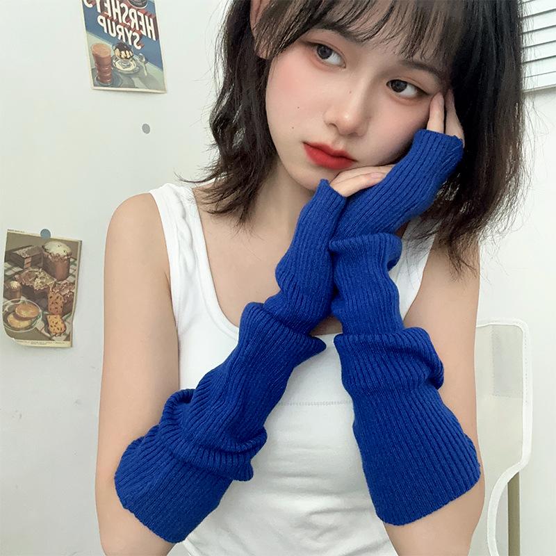 Japanese Style Puffy Knitted Arm Warmers - Solid Color Clubbing Hip Hop Sleeves