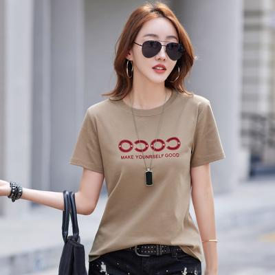 Damen Oberteile, Baumwoll T-Shirts, Neue Sommerkleidung für Damen mit kurzen Ärmeln, Koreanischer Stil, Locker und Vielseitig, Rundhals, Halbarm T-Shirt Ins