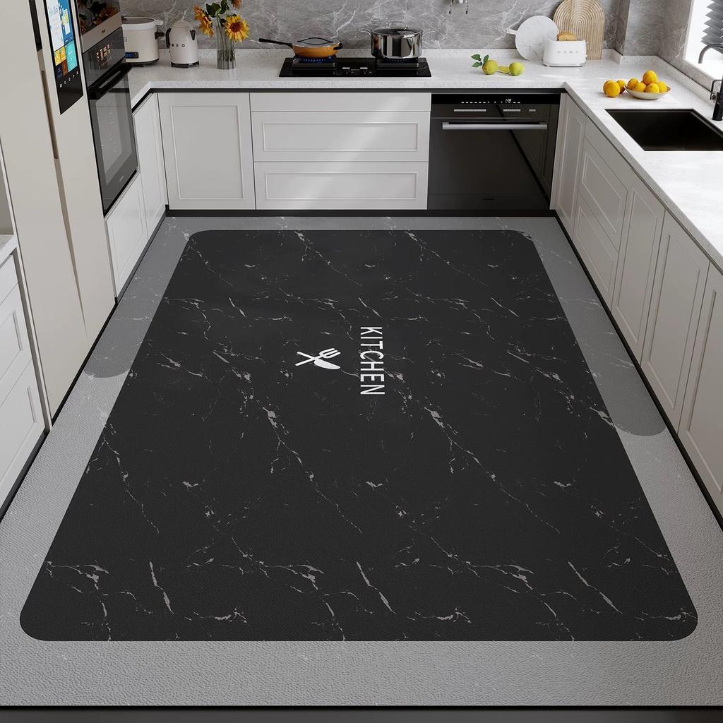 Thickened kitchen mat made of diatomaceous earth material, absorbent, non-slip, and wear-resistant; can be cut to size and used for full coverage