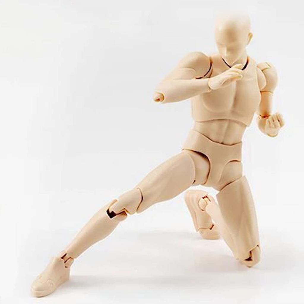 1/12 Scale Male Mannequin Figure Model for Drawing, Manga Drawing, Props, Stand Included, Doll Type, Body for Art Practice (Male, Skin Tone)