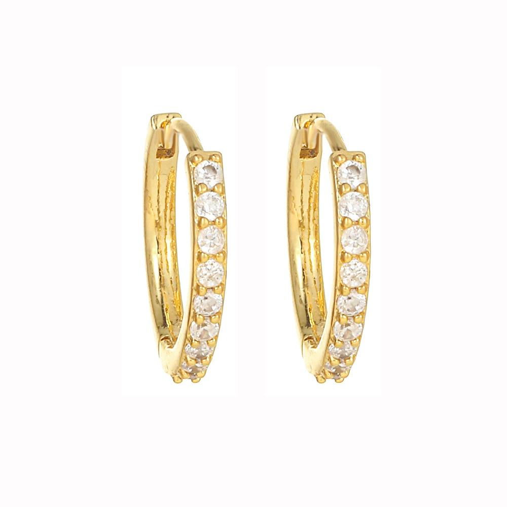2PCS New Stainless Steel Gold Color Heart Hoop Earrings For Women Crystal Zirconia Punk Round Circle Cartilage Piercing Jewelry