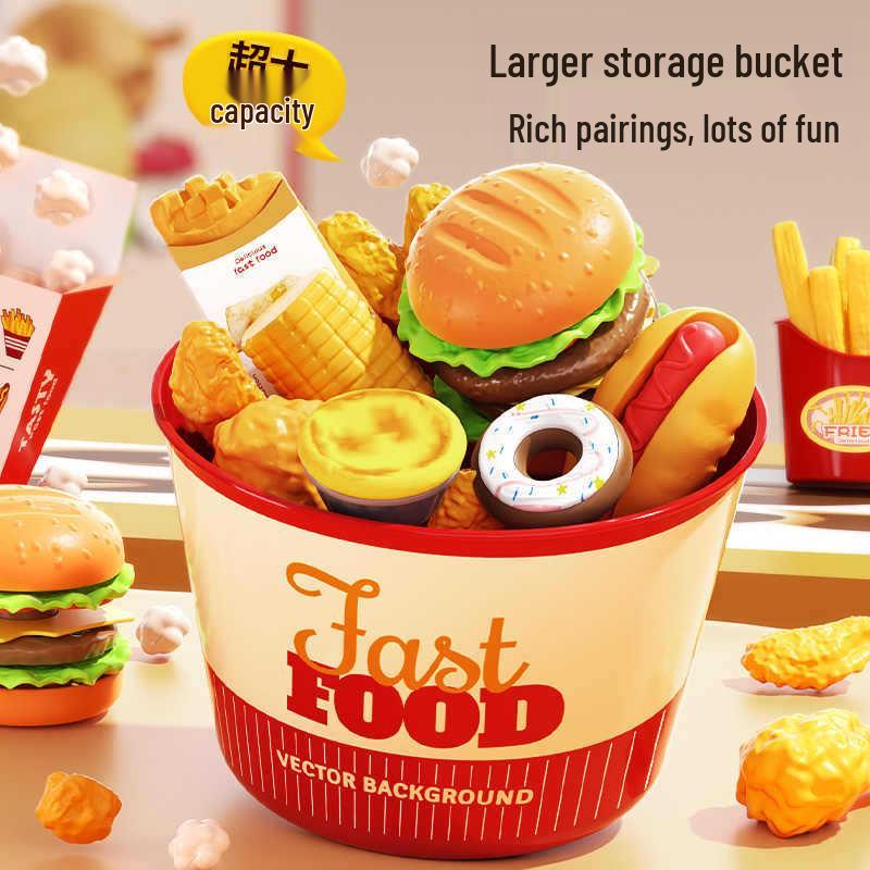 Kids' Pretend Play Kitchen Set: Hamburger, Fries, Pizza - Educational Toy for Boys and Girls