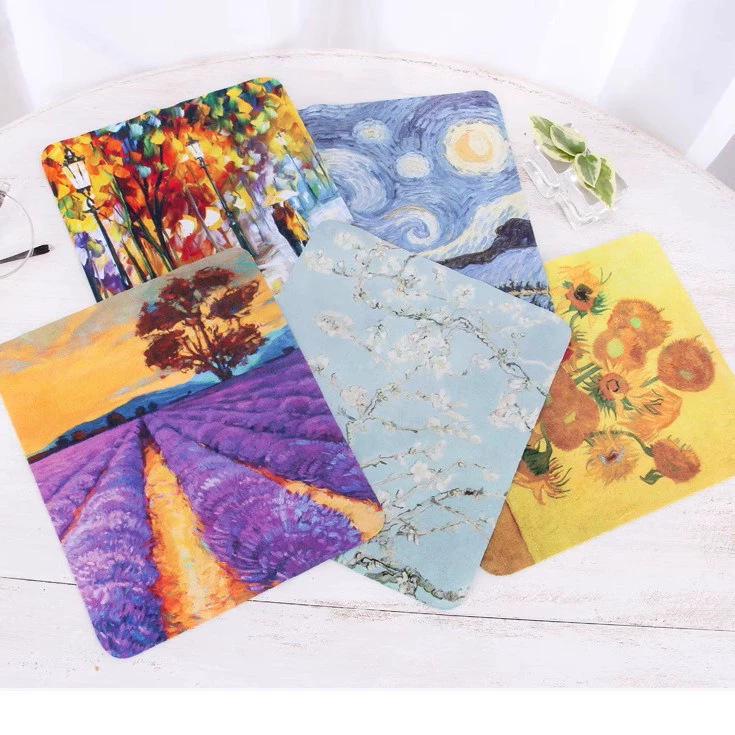Retro Print Leather Glasses Case - Stylish & Durable Oil Painting Design