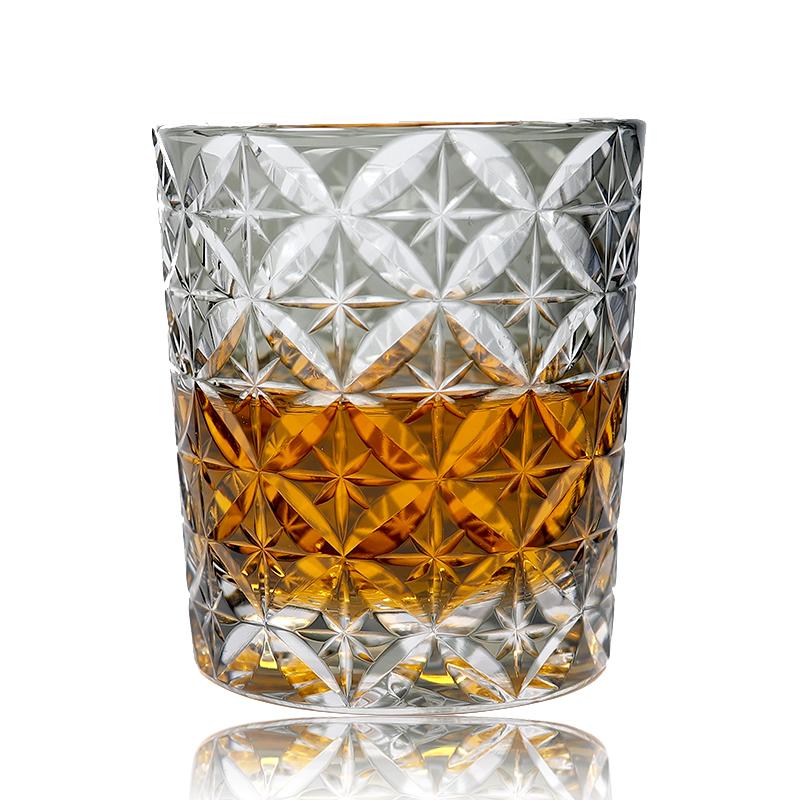 11 Oz 8.5 Oz Hand Cut Edo Kiriko Grey Crystal Glass Whiskey Tumbler With Hand Carved Star Pattern Unique Bourbon Glass Tumbler