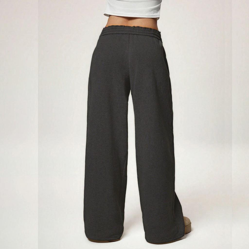 Ladies' Loose Comfortable Casual Fashionable Wide Leg Pants Solid Color And Plush High Waisted Pants