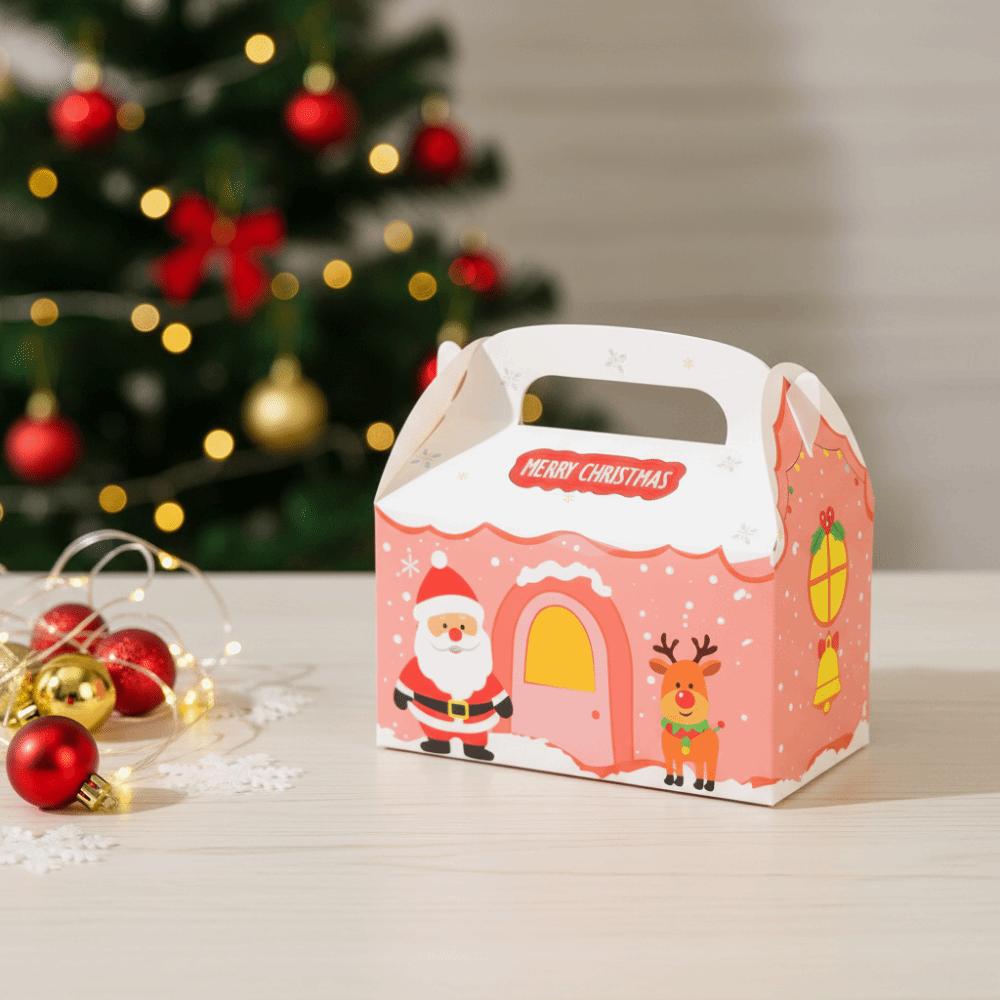 10Pcs Cartoon Print Bakery Dessert Box Paper Christmas Candy Container Theme Decoration