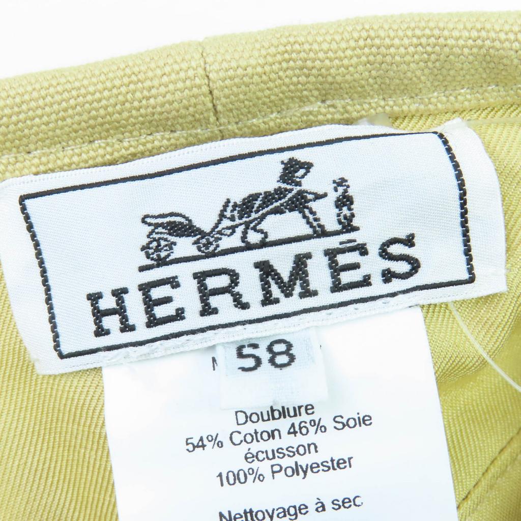 Pristine HERMES Beret Chaine d'Ancre Shell Metal Beige Cotton Women 58 241067N Used