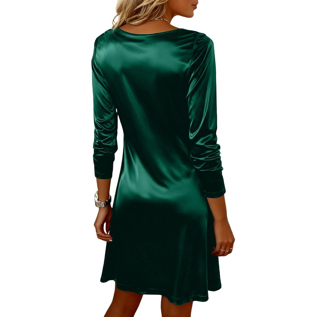 Stylish, Elegant, And Sophisticated Mid-length Long-sleeved Neck Dress For Women