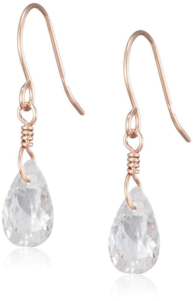 ESTELLE K10 Pink Gold Cubic Zirconia Drop Hook Earrings (0222-6348-0016-0000)