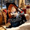 Custom Name Personalized Bride of Chucky Print Blanket, Home Decor, Bedroom, Sofa, Camping, Couch, Gifts for Birthday Christmas